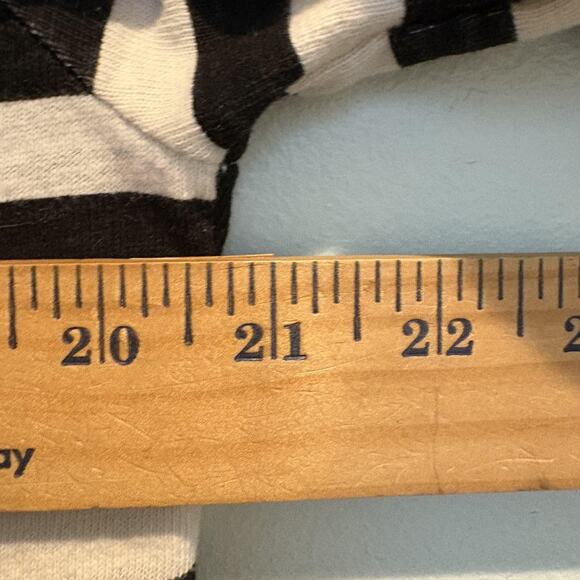 LOFT Shirt Women Large Black Cream Boatneck Breton Stripe Capsule Classic Raglan - Picture 7 of 10